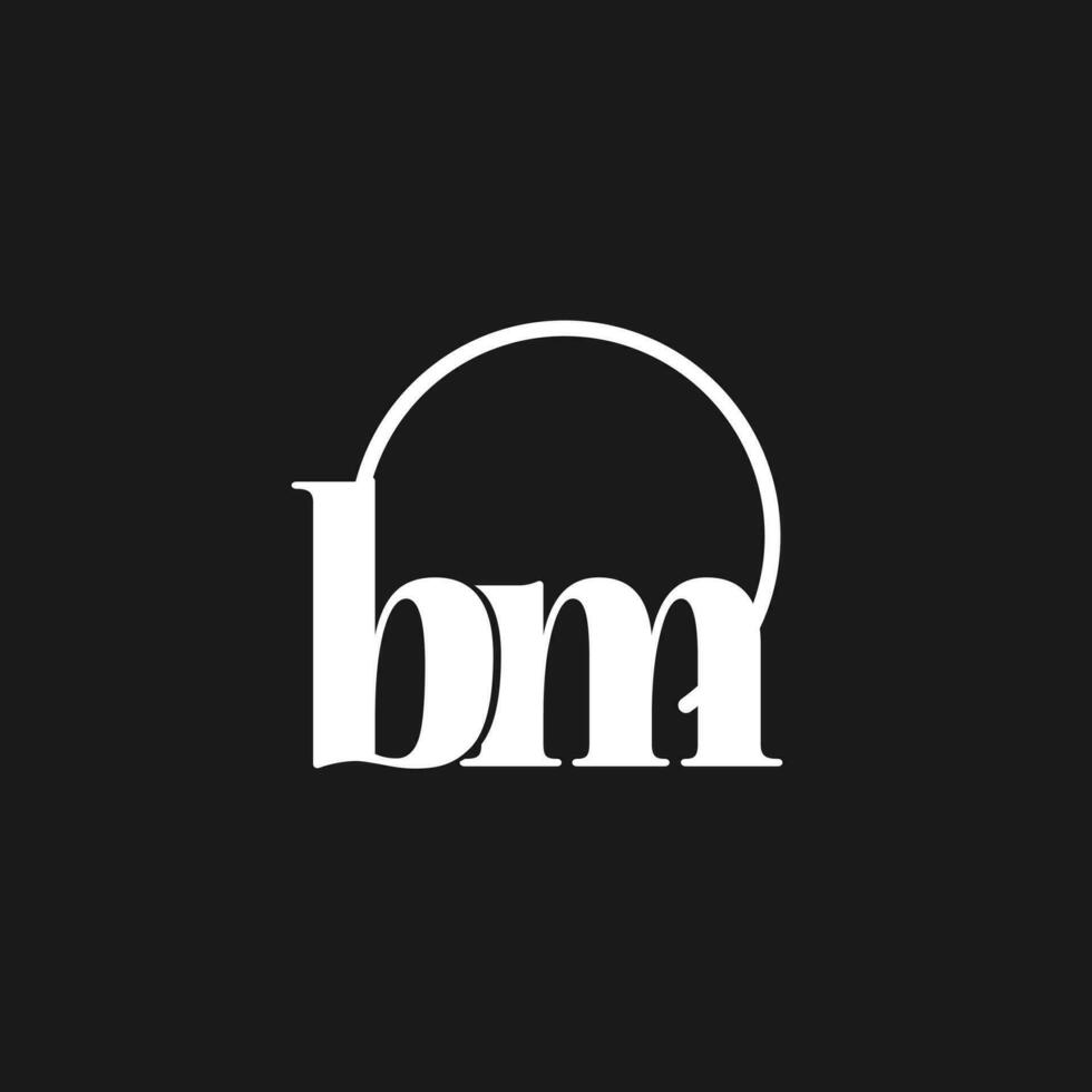 BM logo initials monogram with circular lines, minimalist and clean logo design, simple but classy style vector