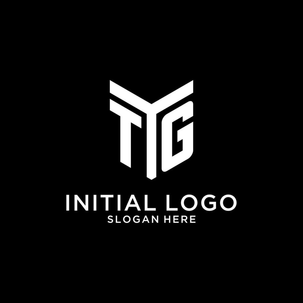 tg espejo inicial logo, creativo negrita monograma inicial diseño estilo vector