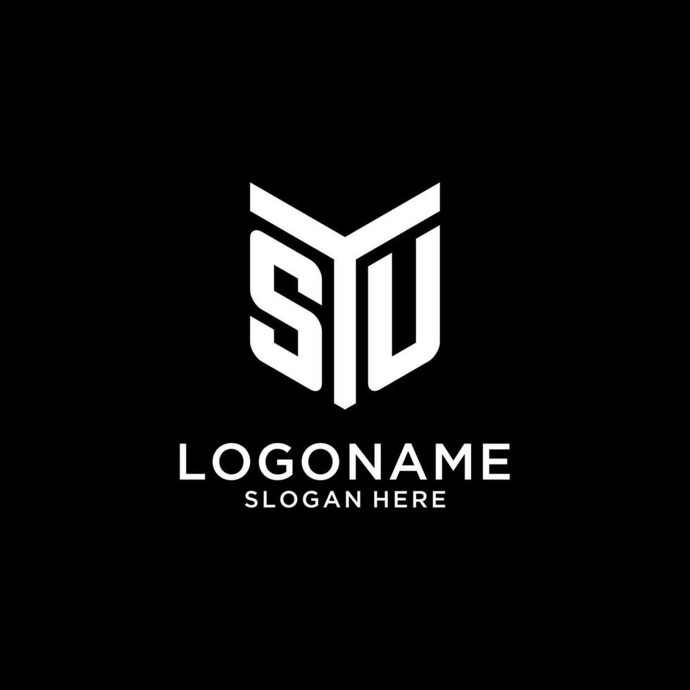 SU mirror initial logo, creative bold monogram initial design style vector