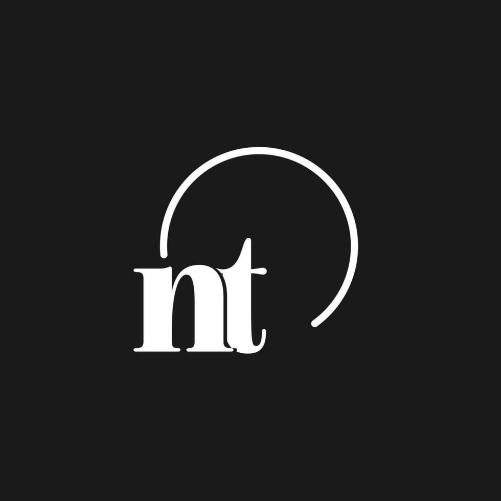 NT logo initials monogram with circular lines, minimalist and clean logo design, simple but classy style vector