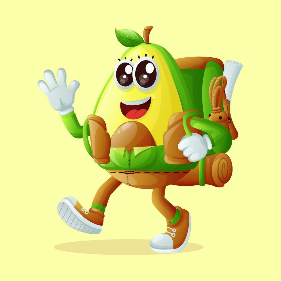 Cute avocado character on vacation vector