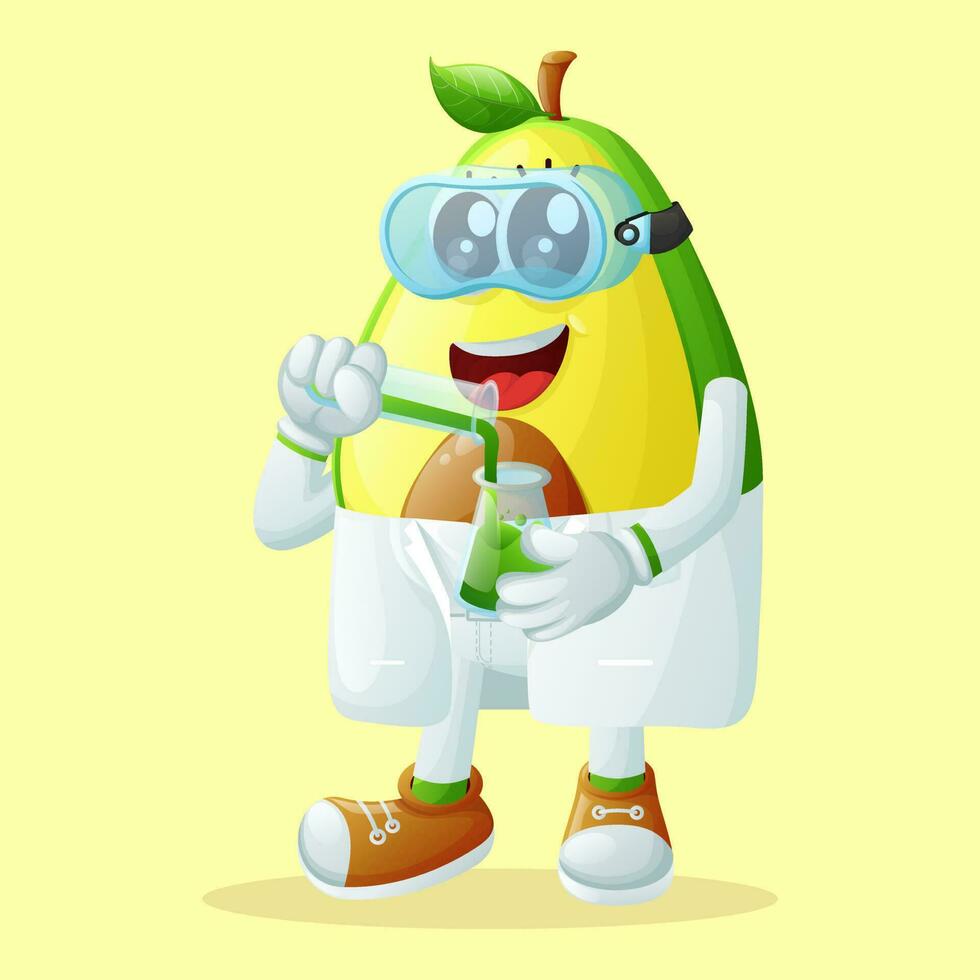 Cute avocado character as scientists vector