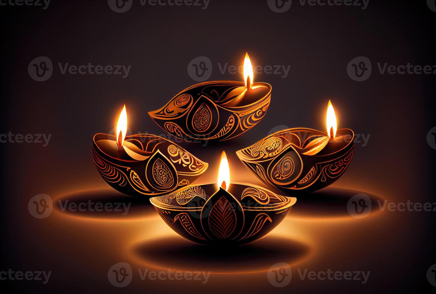 Diwali the festival of lights colorful lanterns with candlelight in the dark background. Holiday and culture concept. photo