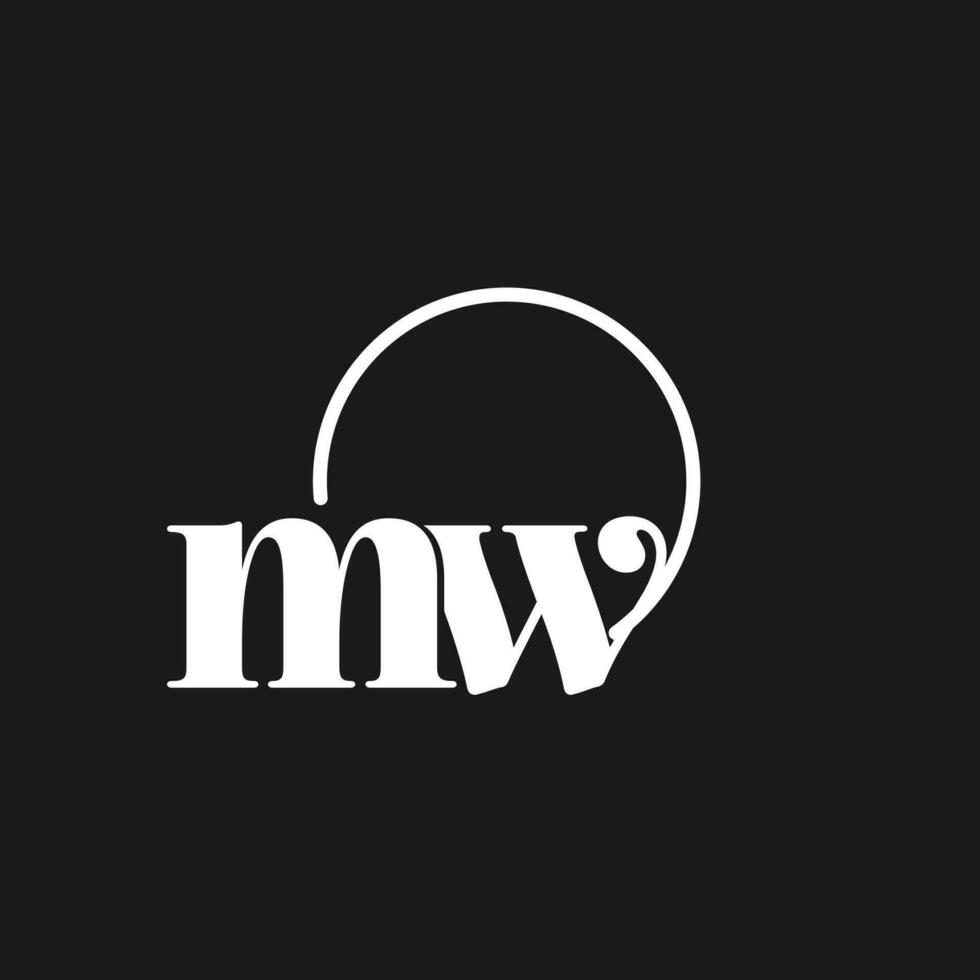 MW logo initials monogram with circular lines, minimalist and clean logo design, simple but classy style vector