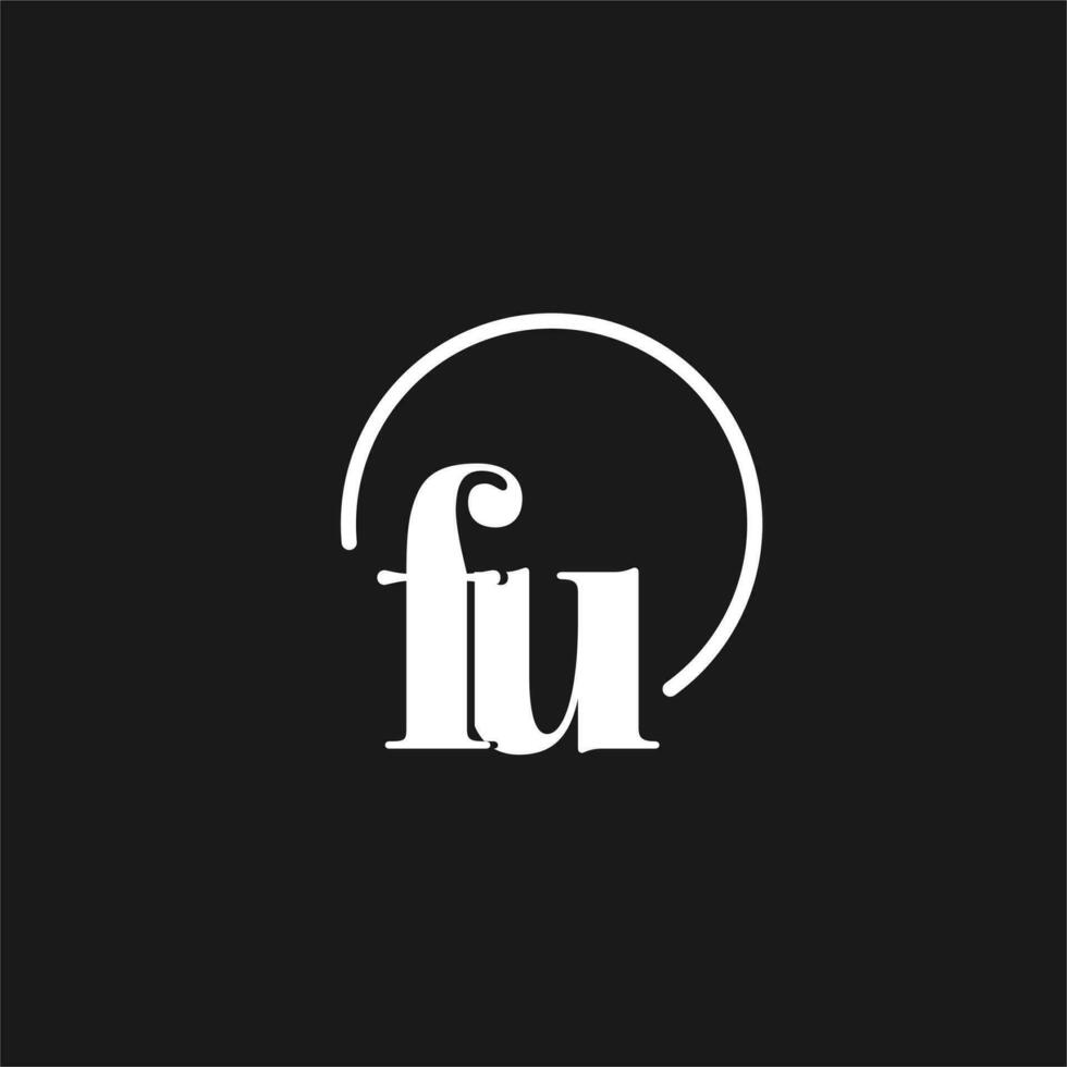 FU logo initials monogram with circular lines, minimalist and clean logo design, simple but classy style vector