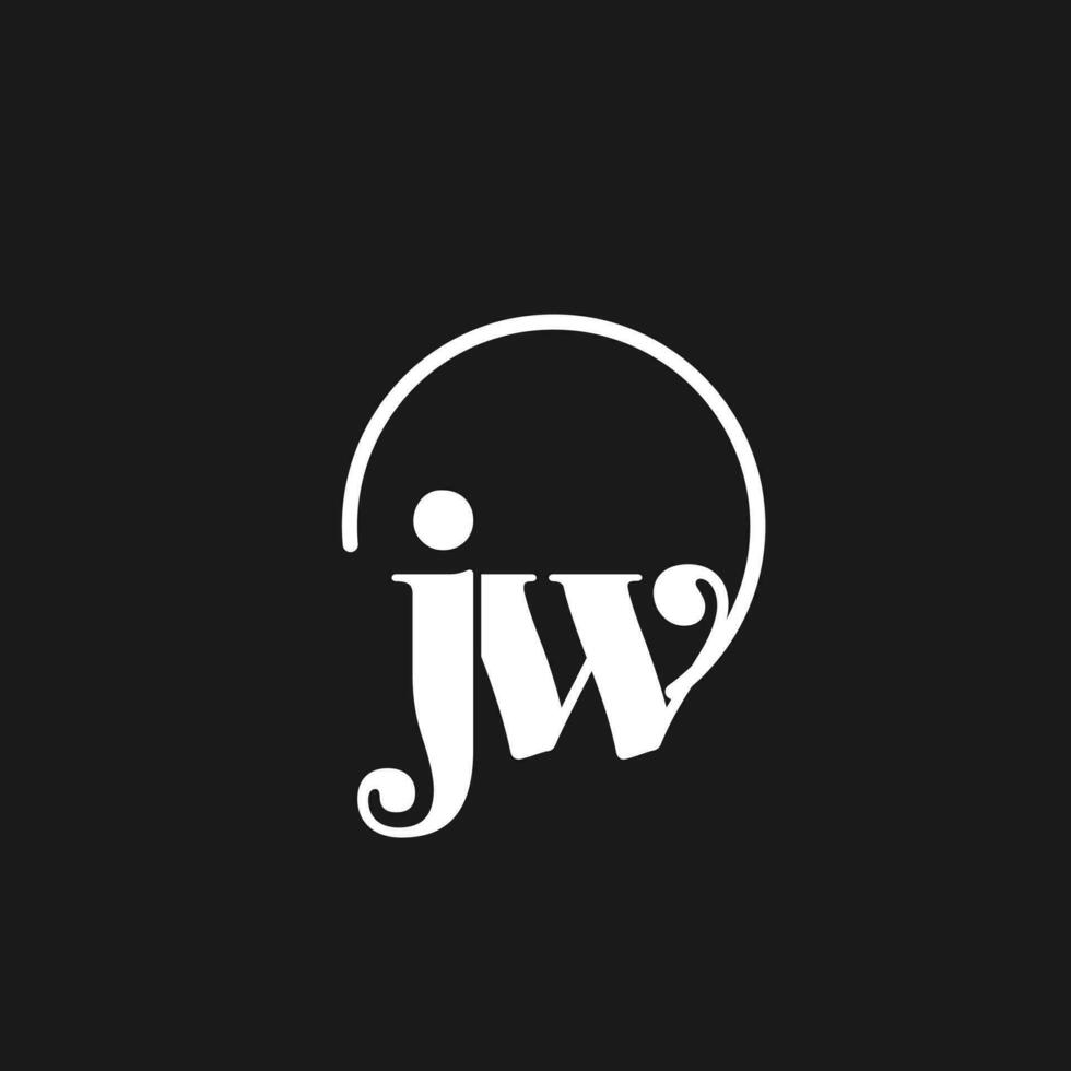 JW logo initials monogram with circular lines, minimalist and clean logo design, simple but classy style vector