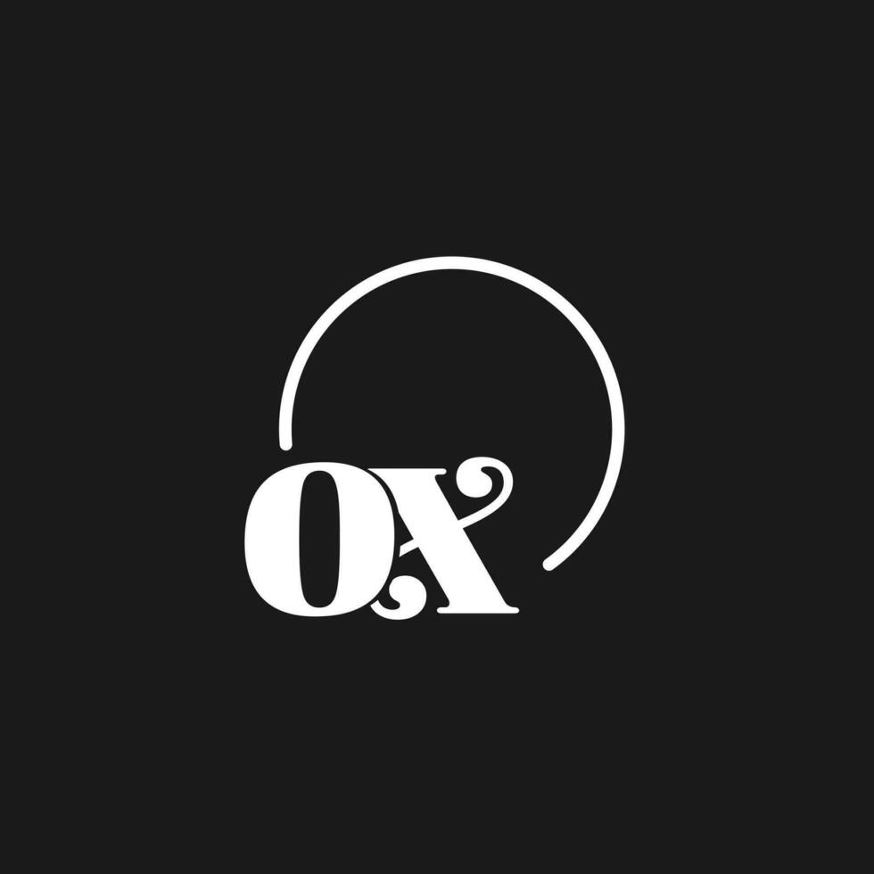 OX logo initials monogram with circular lines, minimalist and clean logo design, simple but classy style vector