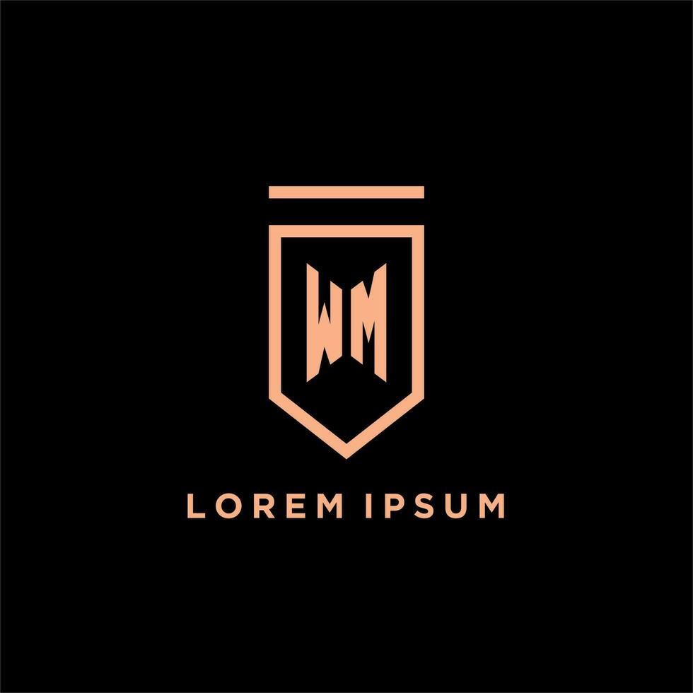 WM monogram initial with shield logo design icon vector