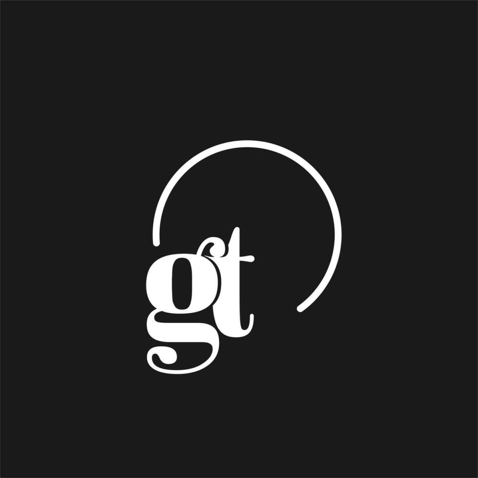 gt logo iniciales monograma con circular líneas, minimalista y limpiar logo diseño, sencillo pero de buen tono estilo vector