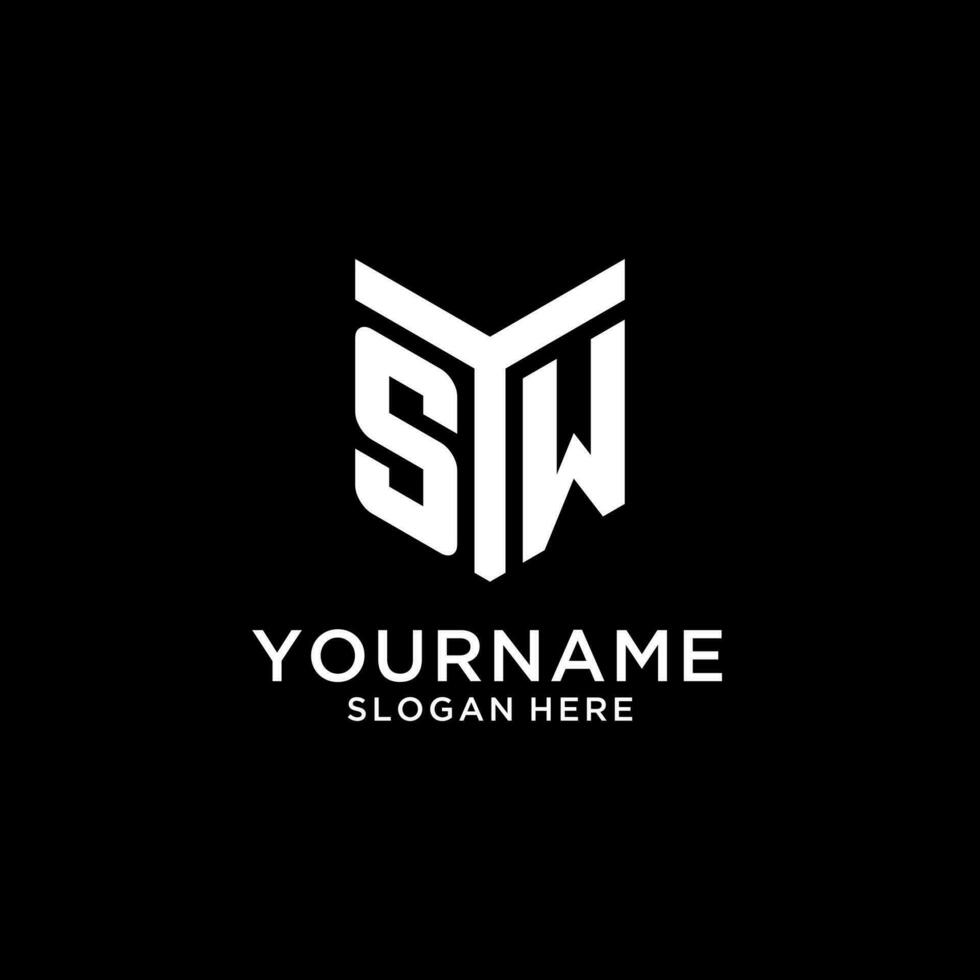 SW mirror initial logo, creative bold monogram initial design style vector