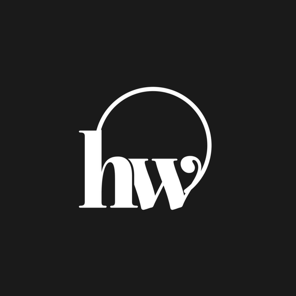 hw logo iniciales monograma con circular líneas, minimalista y limpiar logo diseño, sencillo pero de buen tono estilo vector