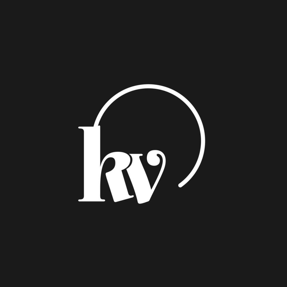 kv logo iniciales monograma con circular líneas, minimalista y limpiar logo diseño, sencillo pero de buen tono estilo vector