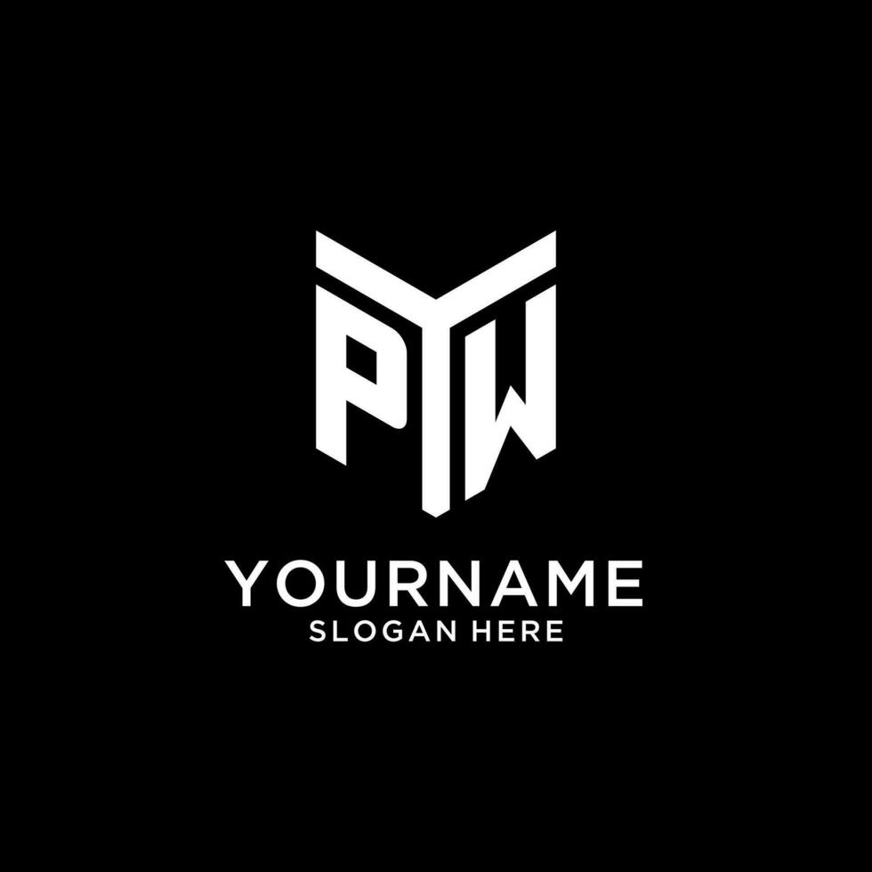 PW mirror initial logo, creative bold monogram initial design style vector