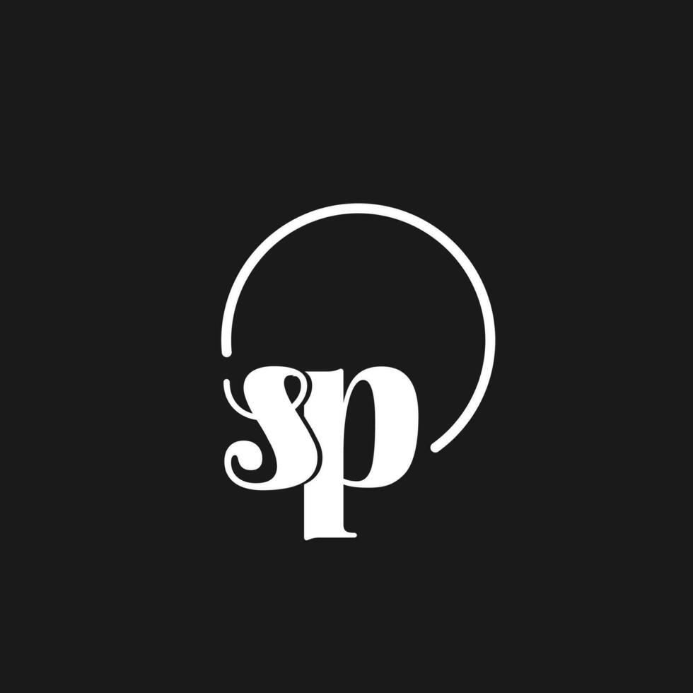 SP logo initials monogram with circular lines, minimalist and clean logo design, simple but classy style vector