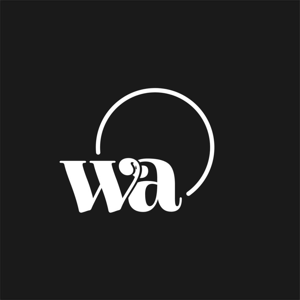 WA logo initials monogram with circular lines, minimalist and clean logo design, simple but classy style vector