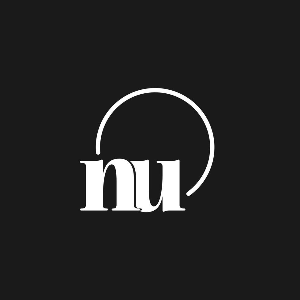 NU logo initials monogram with circular lines, minimalist and clean logo design, simple but classy style vector