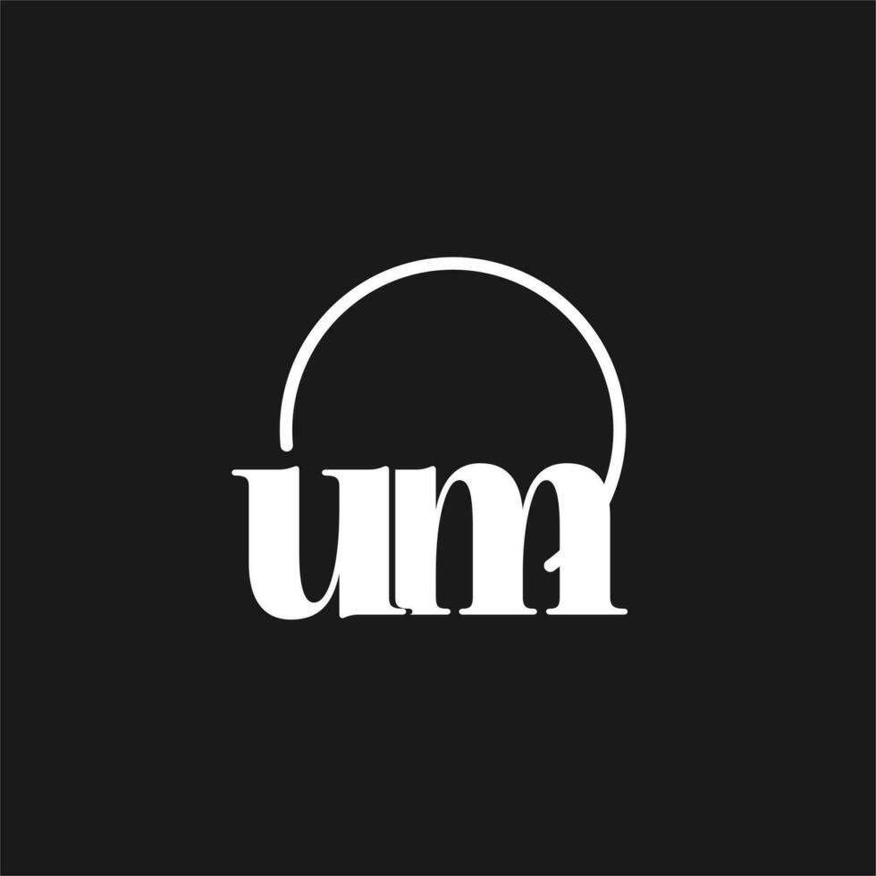 UM logo initials monogram with circular lines, minimalist and clean logo design, simple but classy style vector