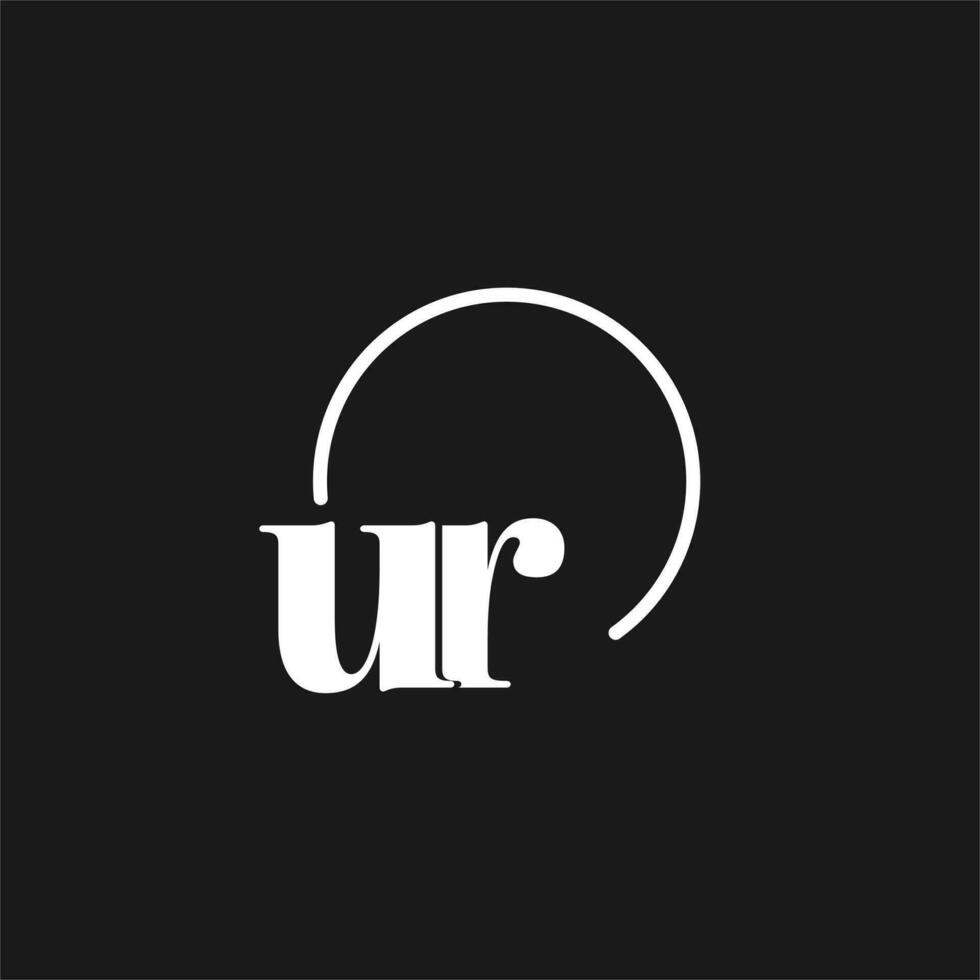 UR logo initials monogram with circular lines, minimalist and clean logo design, simple but classy style vector