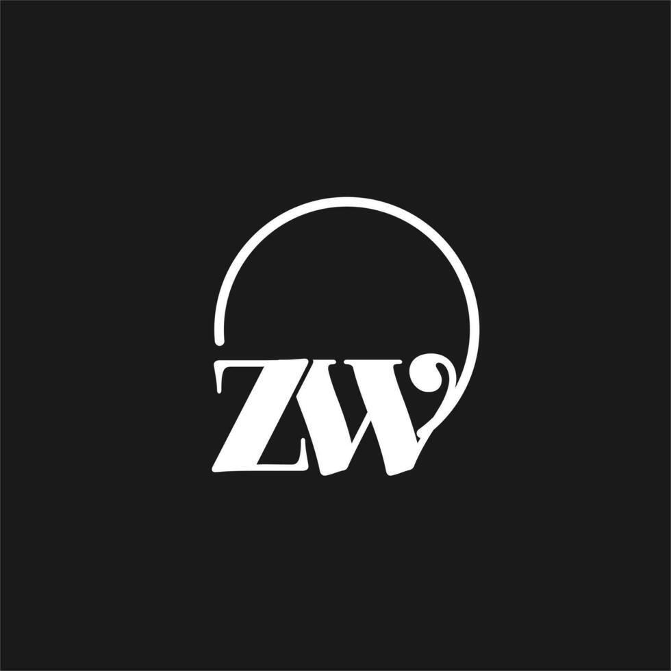 ZW logo initials monogram with circular lines, minimalist and clean logo design, simple but classy style vector
