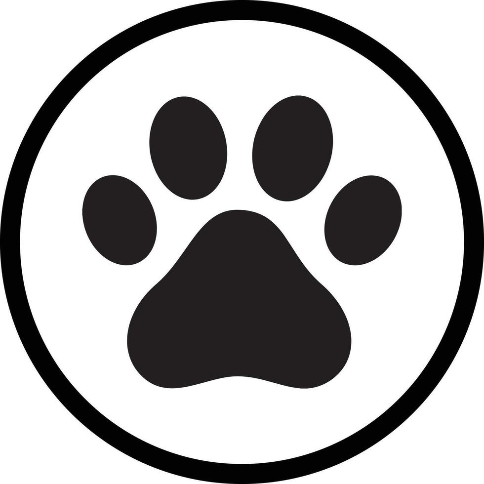 Animal paw icon circle . Dog paw icon. Pets symbol . Vector illustration