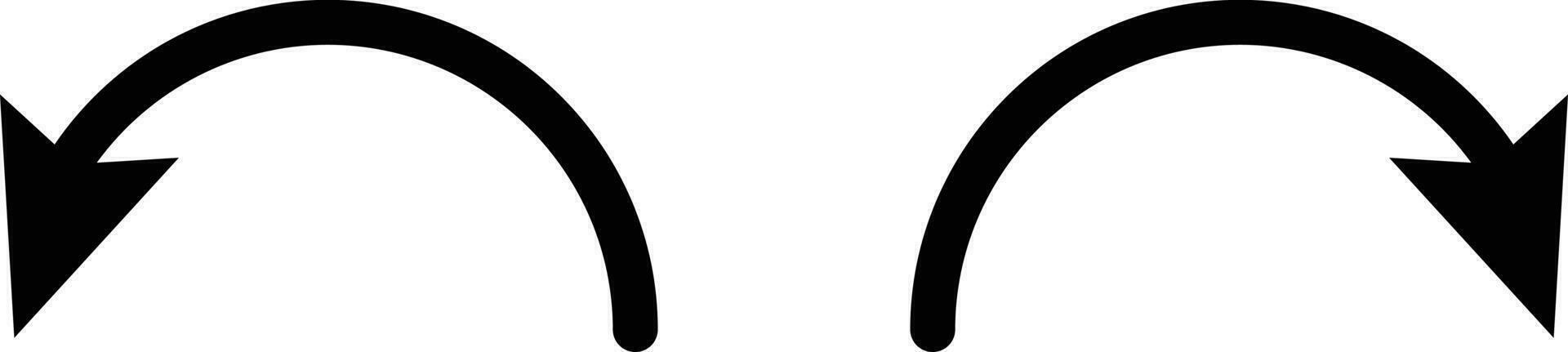 Curved arrow icon set vector . Undo Arrow icon, Redo Arrow icon. Direction sign. Forward, Next, Backward, Previous icon. Curvy arrow circle sign