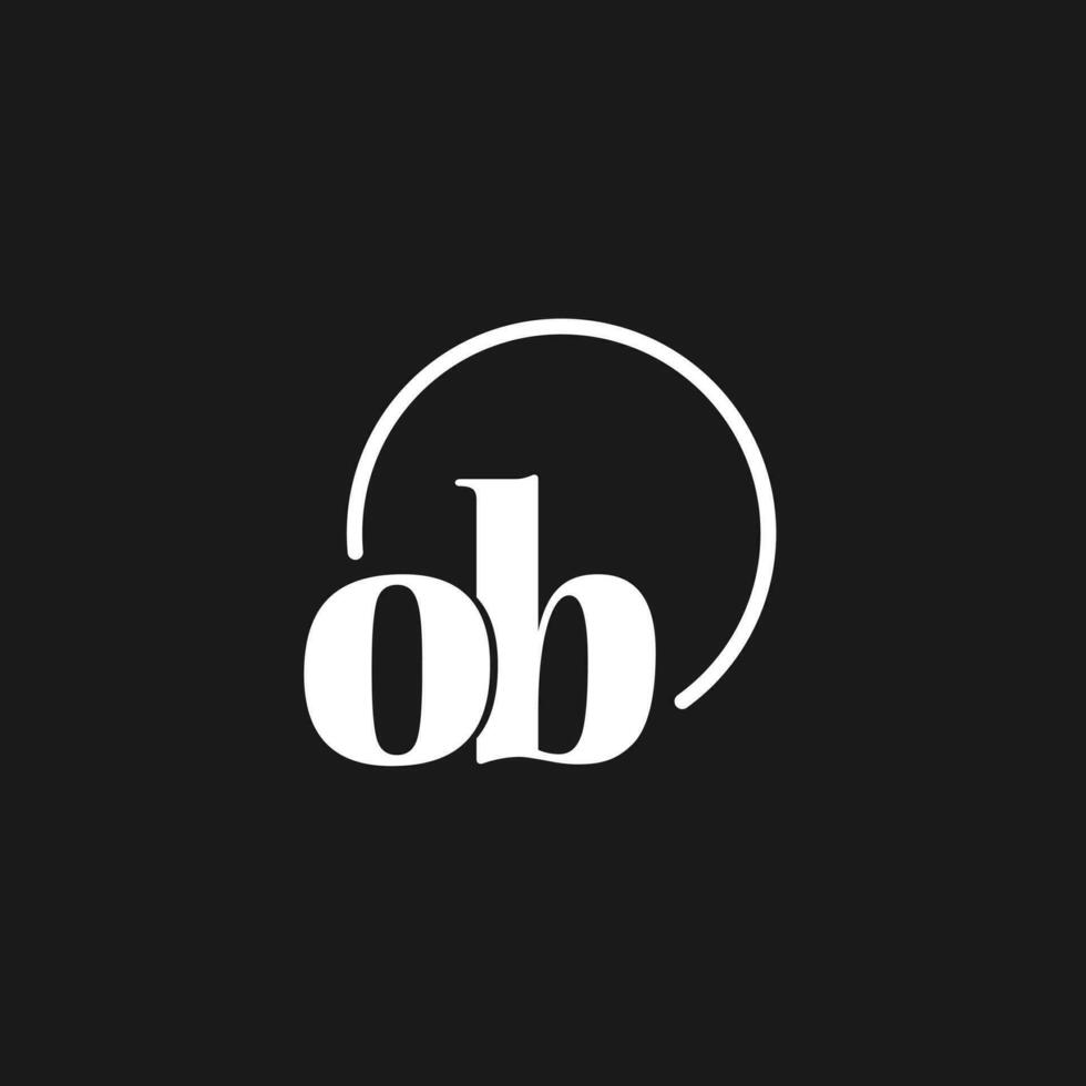 OB logo initials monogram with circular lines, minimalist and clean logo design, simple but classy style vector