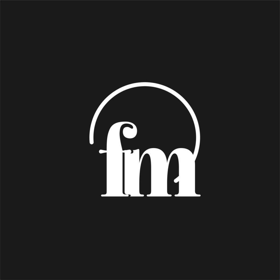 FM logo initials monogram with circular lines, minimalist and clean logo design, simple but classy style vector