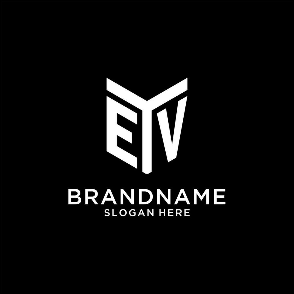 EV mirror initial logo, creative bold monogram initial design style vector