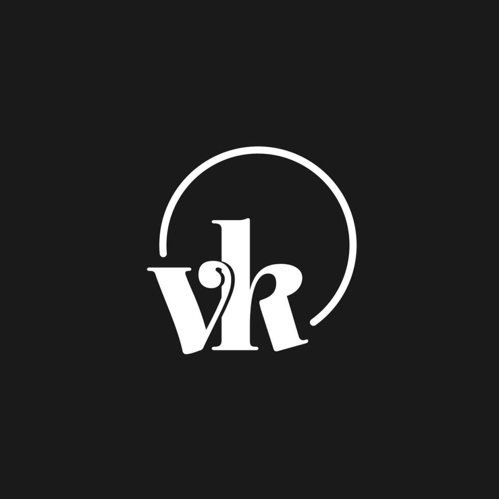 VK logo initials monogram with circular lines, minimalist and clean logo design, simple but classy style vector