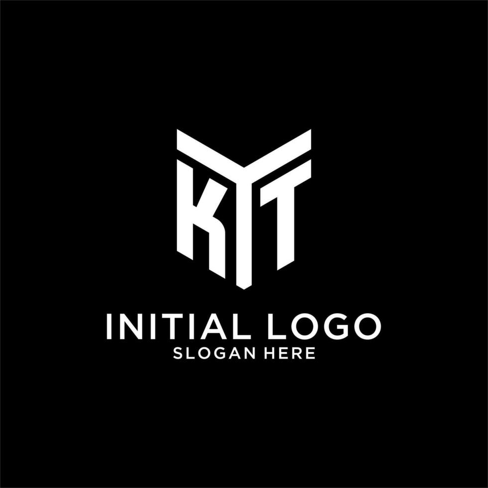 KT mirror initial logo, creative bold monogram initial design style vector