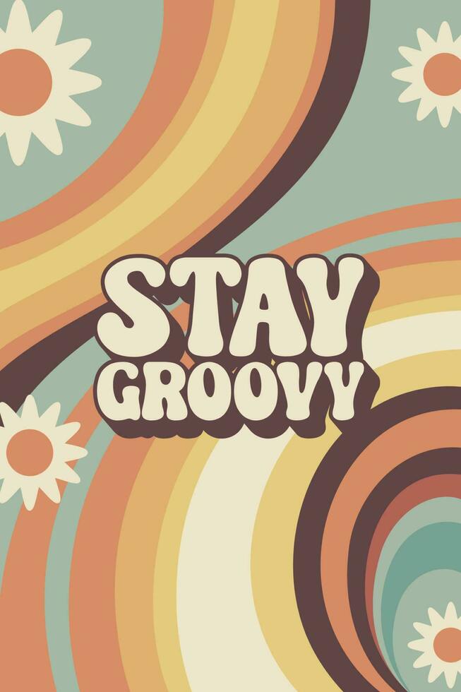 Retro groovy hippie vector background