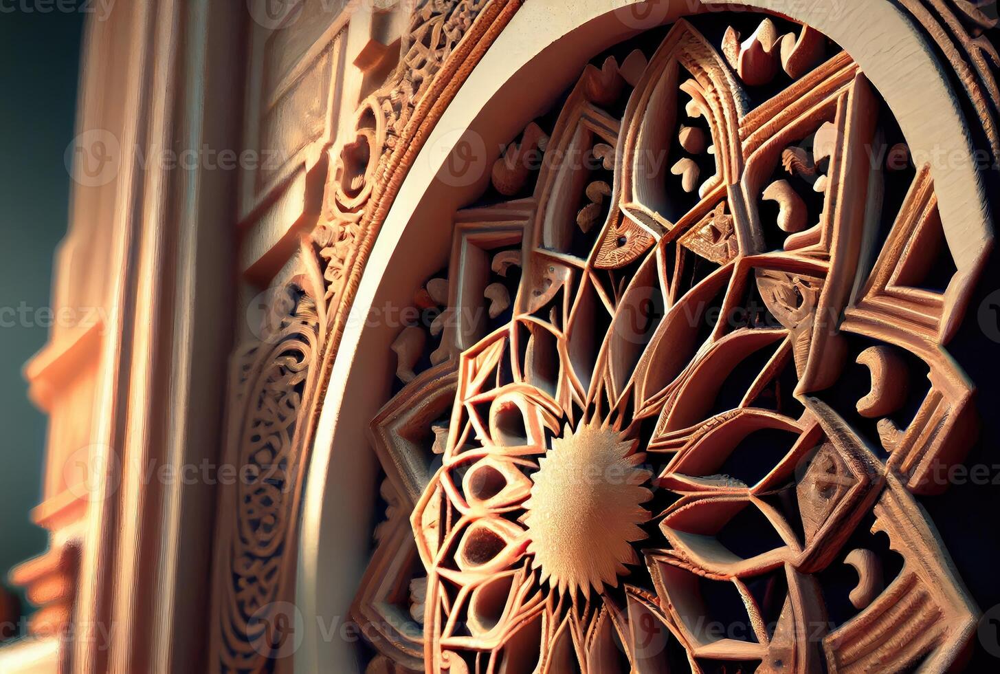 Islamic decoration pattern interior background. Art and decorative concept. Digital art fantasy illustration. photo