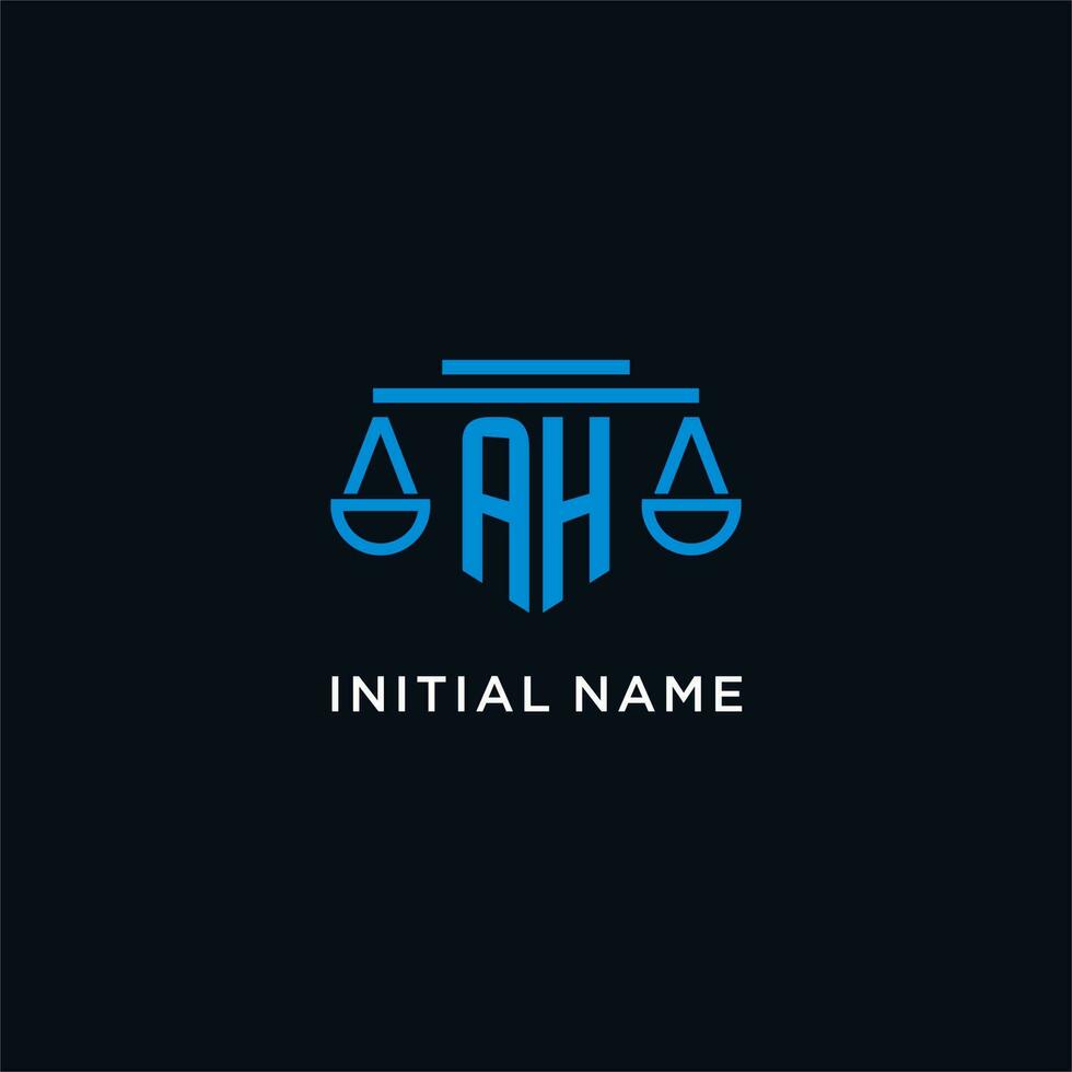 AH monogram initial logo with scales of justice icon design inspiration vector