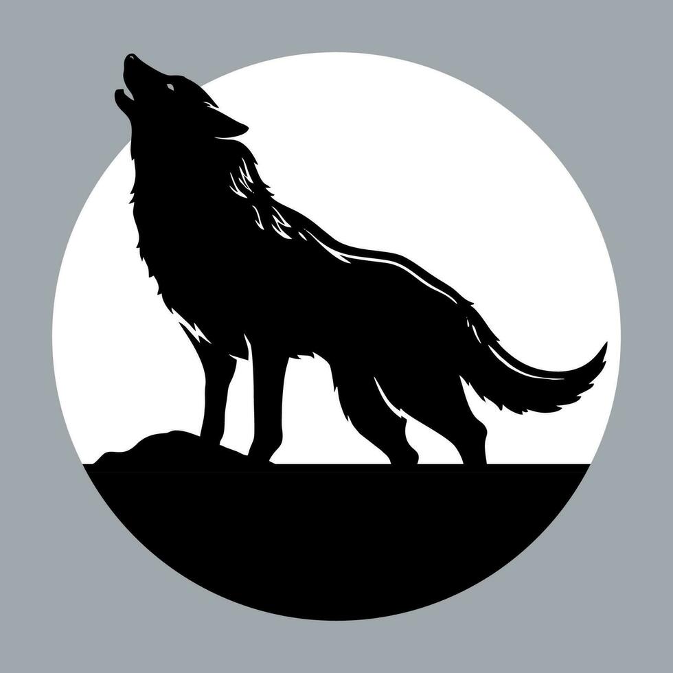 lobo rugido silueta vector logo