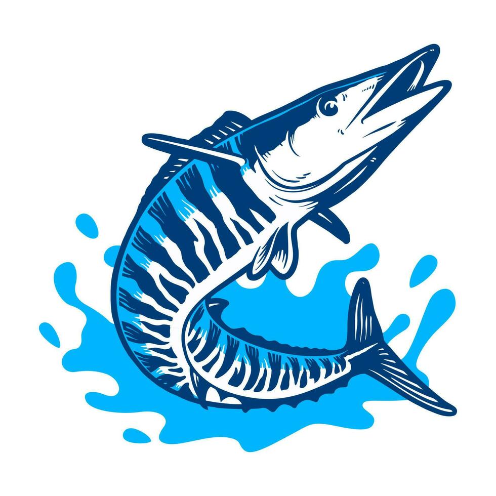 WAHOO FISH VECTOR ILLUSTRATION DESIGN