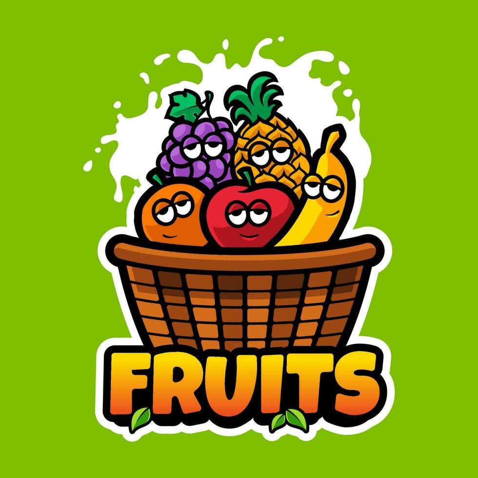 FRUITS BASKET VECTOR CARTOON ILLUSTRATION