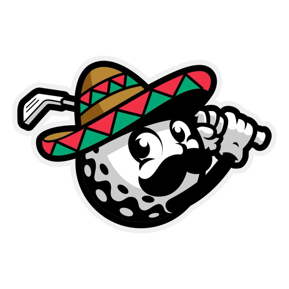 MEXICAN GOLF BALL MASCOT LOGO vector