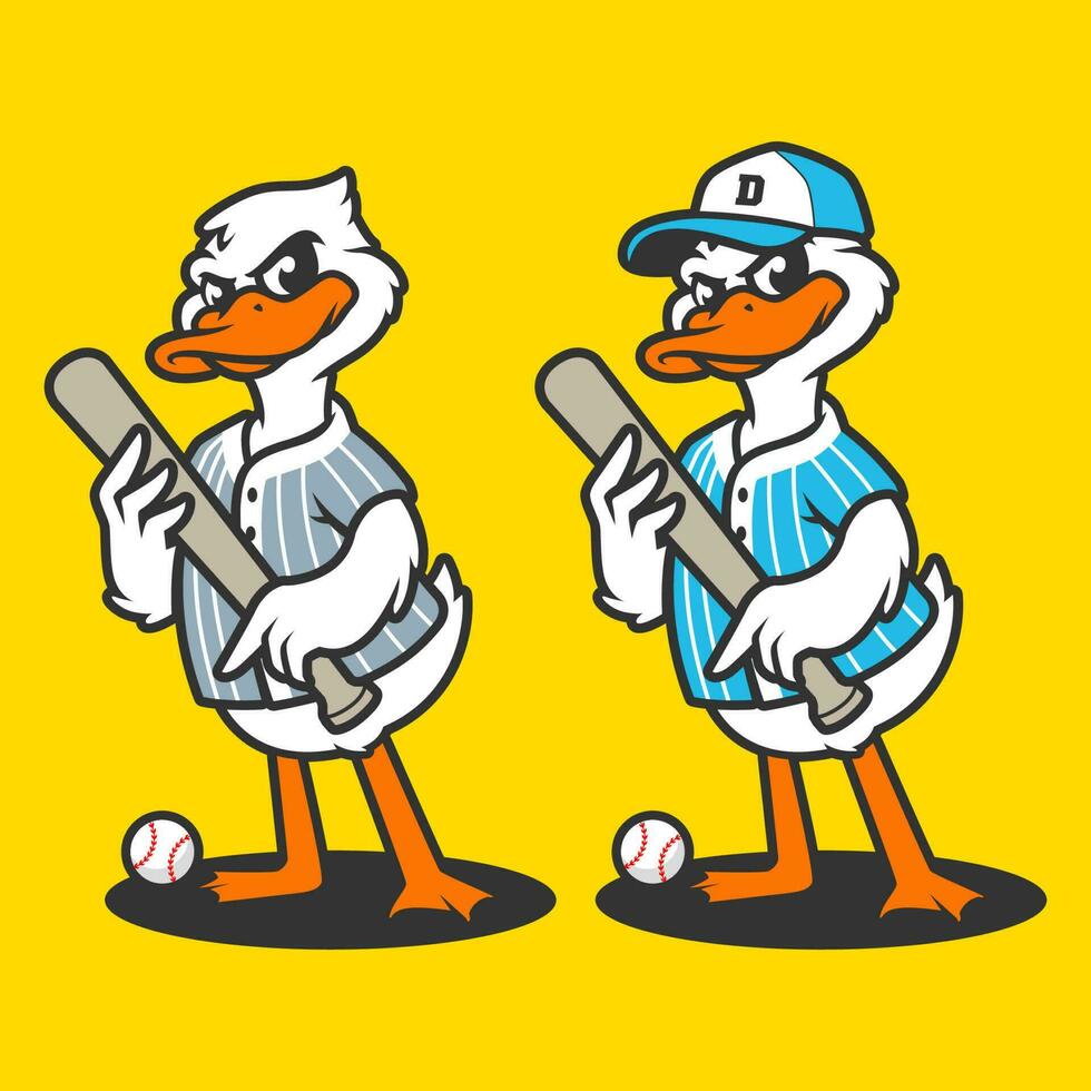 DUCK BASEBALL CARTOON MASCOT LOGO vector