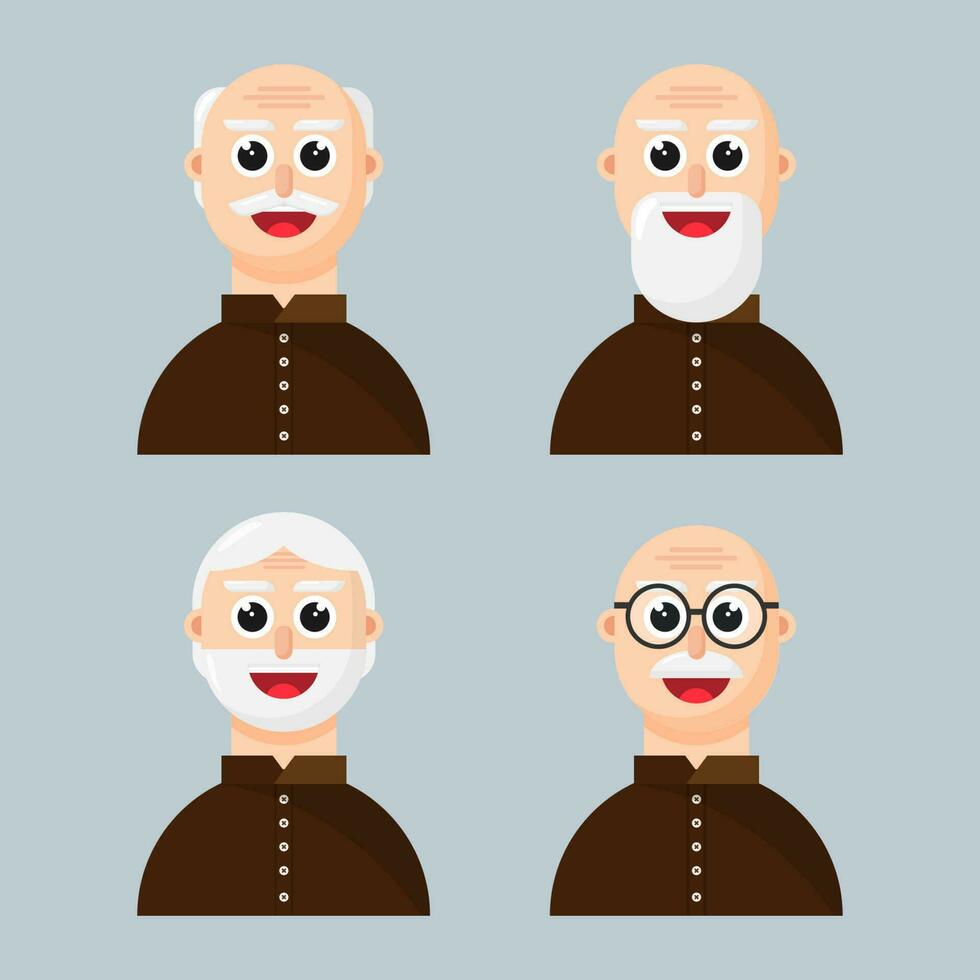 cara de antiguo hombre plano ilustración colección vector