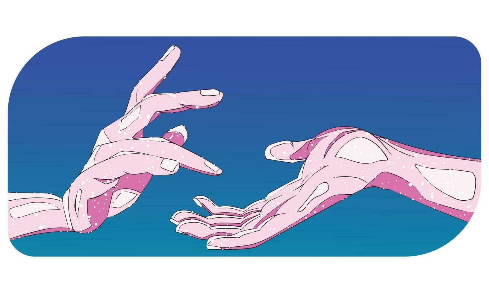 Illustration of two hands with blue sky background in anime style for streetwear apparel design, album cover and poster. vector