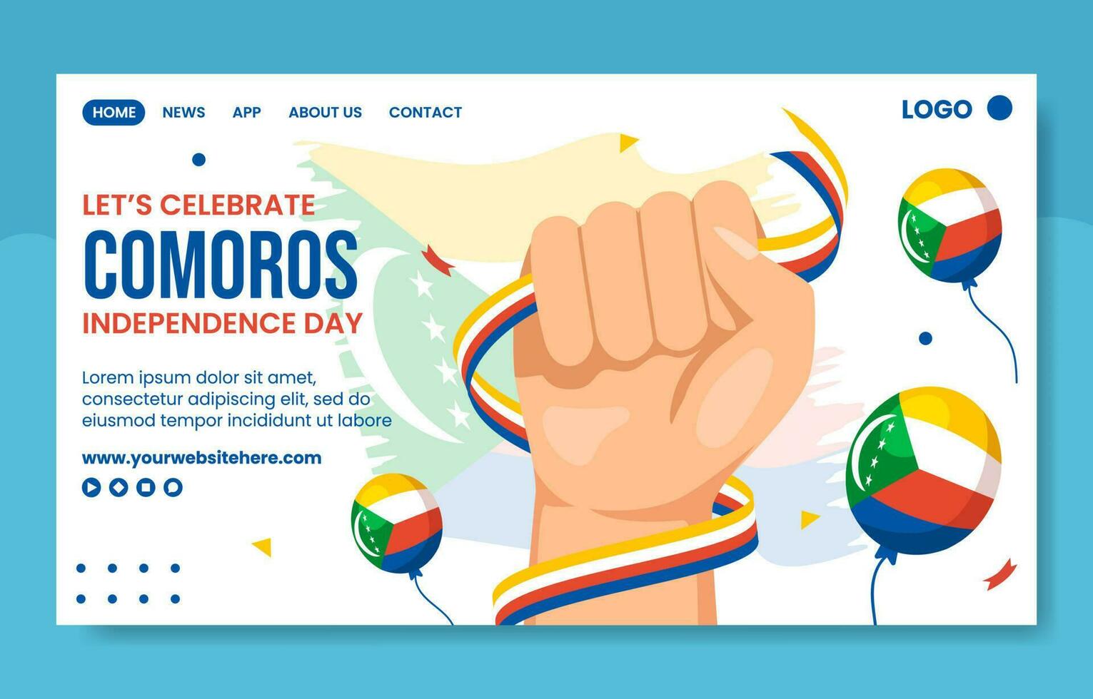 Happy Comoros Independence Day Social Media Landing Page Illustration Flat Cartoon Hand Drawn Template vector