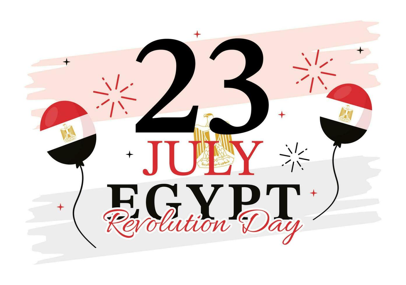 Egypt Revolution Day Vector Illustration on July 23 with Waving Flag Background in National Holiday Flat Cartoon Hand Drawn Landing Page Templates