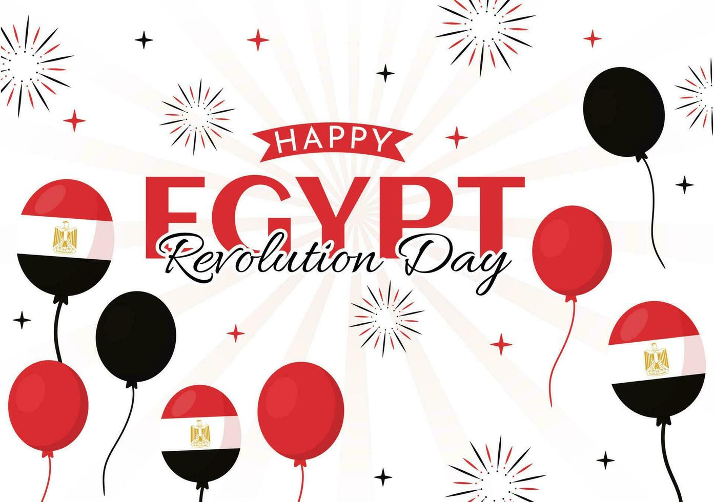 Egypt Revolution Day Vector Illustration on July 23 with Waving Flag Background in National Holiday Flat Cartoon Hand Drawn Landing Page Templates