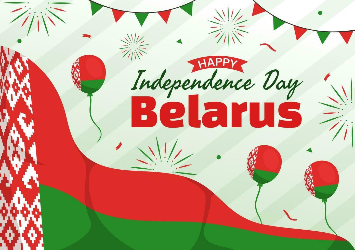 Belarus Independence Day Vector Illustration on 3 July with Waving Flag in National Holiday Flat Cartoon Hand Drawn Landing Page Background Templates