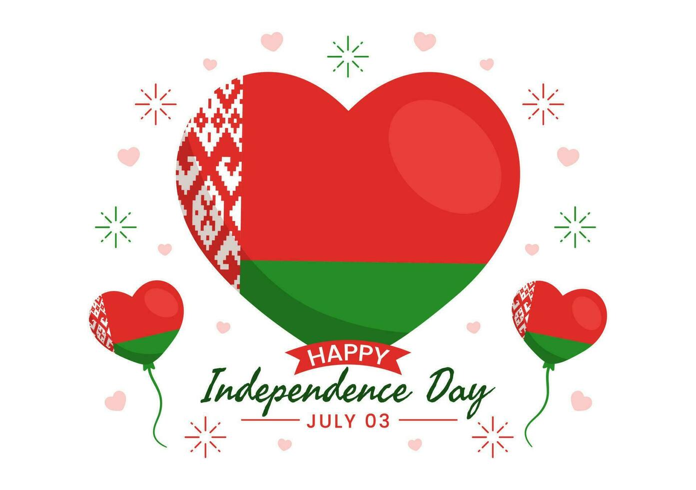 Belarus Independence Day Vector Illustration on 3 July with Waving Flag in National Holiday Flat Cartoon Hand Drawn Landing Page Background Templates