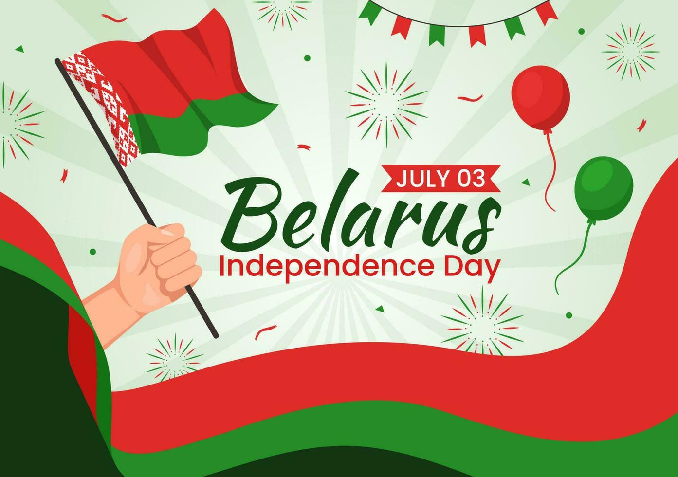 Belarus Independence Day Vector Illustration on 3 July with Waving Flag in National Holiday Flat Cartoon Hand Drawn Landing Page Background Templates