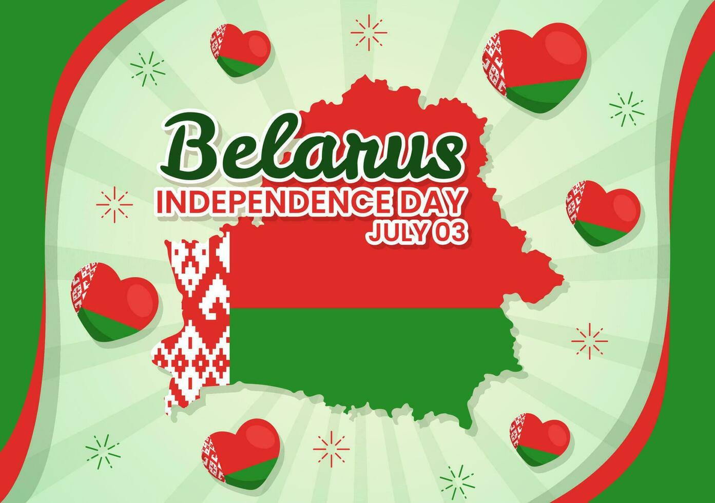Belarus Independence Day Vector Illustration on 3 July with Waving Flag in National Holiday Flat Cartoon Hand Drawn Landing Page Background Templates