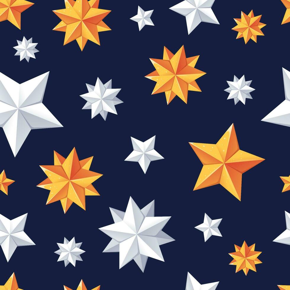 Christmas and New Year Holidays seamless pattern. Vector illustration with stars. Suitable for holiday wrapping paper, fabric, wallpaper