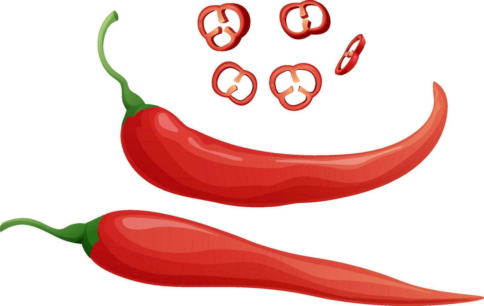 rojo chile pimientos en un blanco fondo.tradicional mexicano alimento. un picante y sabroso vegetal. dibujos animados vector ilustración