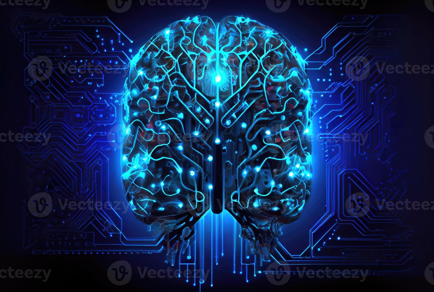 Nervous system in the human brain is powered by artificial intelligence. Business and medical health concept. photo